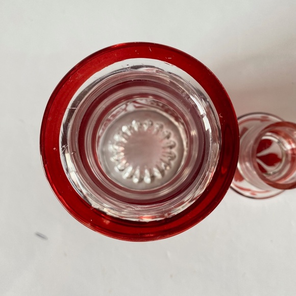 Bohemian Glass Pickle Jar Ruby Red Grapes Pattern Vintage Circa 1930s AS IS. - Picture 10 of 11